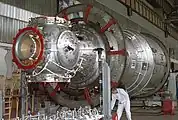 Zvezda Service Module being manufactured at the Khrunichev factory