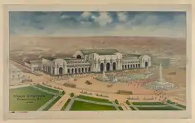 Union Station in 1906 before its opening. Notice the absence of the Columbus Fountain