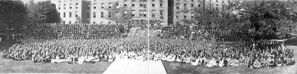 Students sit outside Pennsylvania State College (c.1922)