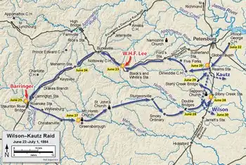 Map showing route of Union soldiers near Petersburg, Virginia