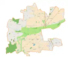 Mapa konturowa gminy wiejskiej Łęczyca, u góry znajduje się punkt z opisem „Garbalin”