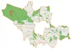 Mapa konturowa gminy wiejskiej Łuków, na dole po prawej znajduje się punkt z opisem „Rzymy-Rzymki”