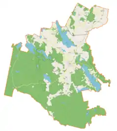 Mapa konturowa gminy Łukta, w centrum znajduje się punkt z opisem „Strzałkowo”