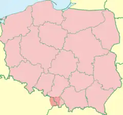 Mapa Śląska Cieszyńskiego