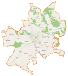 Mapa konturowa gminy Śrem, blisko centrum u góry znajduje się punkt z opisem „Góra”