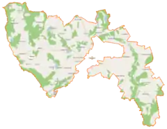 Mapa konturowa gminy wiejskiej Świdwin, po prawej znajduje się punkt z opisem „Cieszeniewo”