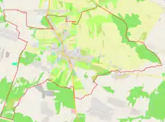 Mapa konturowa Żarnowa, u góry nieco na lewo znajduje się punkt z opisem „Dorobna Wieś”