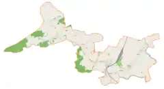 Mapa konturowa gminy Żurawica, na dole nieco na prawo znajduje się punkt z opisem „Żurawica”