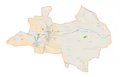 Mapa konturowa gminy Żychlin, blisko lewej krawiędzi znajduje się punkt z opisem „Drzewoszki Małe”