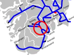 Mapa przebiegu linii kolejowej