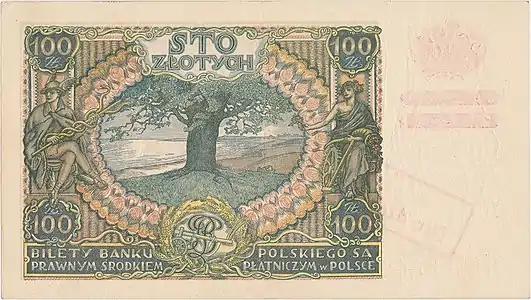 rewers banknotu 100 złotych