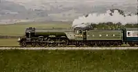 Lokomotywa 4472 Flying Scotsman klasy A3 w oryginalnym malowaniu LNER w 1982 roku