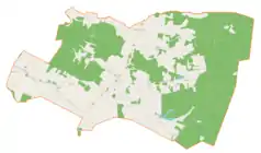 Mapa konturowa gminy Adamówka, w centrum znajduje się punkt z opisem „Adamówka”