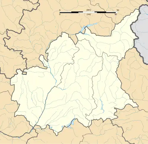 Mapa konturowa Alp Górnej Prowansji, na dole po lewej znajduje się punkt z opisem „Montjustin”