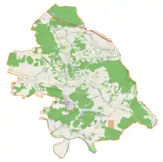 Mapa konturowa gminy Alwernia, blisko centrum u góry znajduje się punkt z opisem „Regulice”