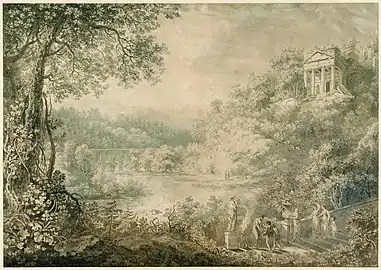 Pejzaż idylliczny, rysunek i akwarela, 1776, Kunsthalle w Hamburgu