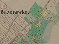 Dwór w Bażanówce na mapie z 1851r.