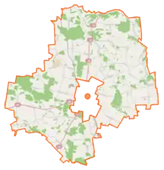 Mapa konturowa gminy wiejskiej Bielsk Podlaski, po prawej znajduje się punkt z opisem „Miękisze”