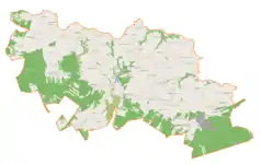 Mapa konturowa gminy Bogoria, w centrum znajduje się punkt z opisem „Wysoki Duże”