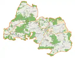 Mapa konturowa gminy Bolków, po lewej znajduje się punkt z opisem „Mysłów”