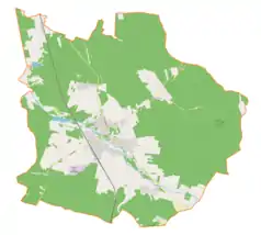 Mapa konturowa gminy Boronów, na dole nieco na prawo znajduje się punkt z opisem „Grojec”