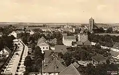 Przedwojenna panorama miasta, po lewej ul. Sikorskiego (Malzstraße)