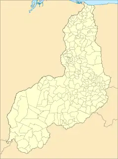 Mapa konturowa Piauí, u góry znajduje się punkt z opisem „Teresina”