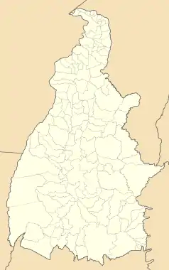 Mapa konturowa Tocantins, w centrum znajduje się punkt z opisem „Miracema do Tocantins”