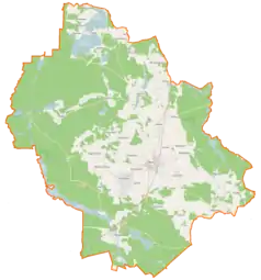 Mapa konturowa gminy Brusy, w centrum znajduje się punkt z opisem „Czapiewice”