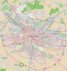 Mapa konturowa Bukaresztu, w centrum znajduje się punkt z opisem „Stadionul Republicii”