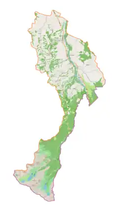 Mapa konturowa gminy Bukowina Tatrzańska, blisko centrum na dole znajduje się punkt z opisem „Łysa Polana”