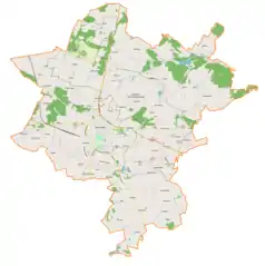 Mapa konturowa gminy Busko-Zdrój, po lewej nieco u góry znajduje się punkt z opisem „Posada”