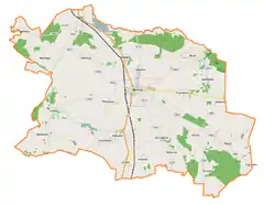 Mapa konturowa gminy Byczyna, na dole znajduje się punkt z opisem „Chudoba”