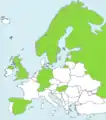 Laestadianizm (kolor zielony) w Europie w 2007.