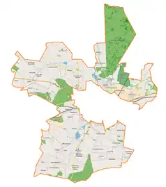 Mapa konturowa gminy wiejskiej Chełm, w centrum znajduje się punkt z opisem „Dziewicza Góra”