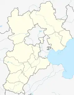 Mapa konturowa Hebei, blisko centrum na dole znajduje się punkt z opisem „Xianxian”