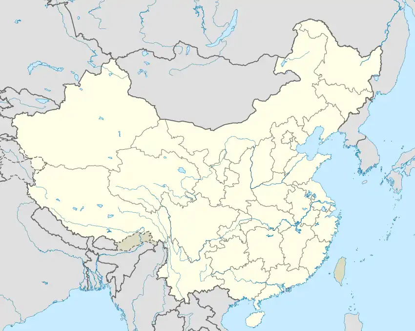 Mapa konturowa Chin, w centrum znajduje się punkt z opisem „Lanzhou”