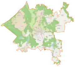 Mapa konturowa gminy Chojna, w centrum znajduje się punkt z opisem „Chojna”