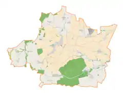 Mapa konturowa gminy Ciepłowody, u góry znajduje się punkt z opisem „Jakubów”