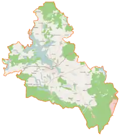 Mapa konturowa gminy Czaplinek, po lewej znajduje się punkt z opisem „Siemczyno”