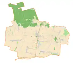 Mapa konturowa gminy Czarnożyły, w centrum znajduje się punkt z opisem „Czarnożyły”