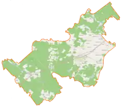 Mapa konturowa gminy Czersk, na dole po prawej znajduje się punkt z opisem „Ostrowite”