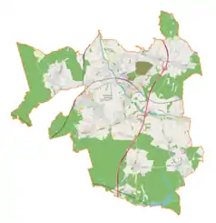 Mapa konturowa gminy Czerwionka-Leszczyny, u góry znajduje się punkt z opisem „Zamek w Czuchowie”