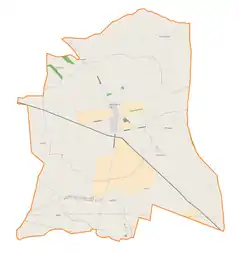 Mapa konturowa gminy Dąbrowice, na dole po lewej znajduje się punkt z opisem „Baby”