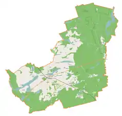 Mapa konturowa gminy Dobiegniew, po prawej nieco na dole znajduje się punkt z opisem „Torfowisko Osowiec”