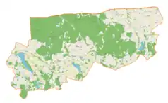 Mapa konturowa gminy Dubeninki, po lewej znajduje się punkt z opisem „Kociołki”