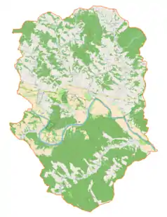 Mapa konturowa gminy Dubiecko, po lewej znajduje się punkt z opisem „Bachórzec”