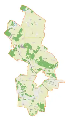 Mapa konturowa gminy wiejskiej Działdowo, w centrum znajduje się punkt z opisem „Sękowo”