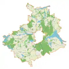 Mapa konturowa gminy wiejskiej Ełk, u góry znajduje się punkt z opisem „Straduny”