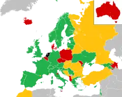 Mapa z zaznaczeniem państw uczestniczących